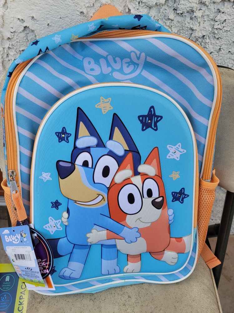 Bluey & Bingo Kids' Unisex 17" Light-Up Stars and Stripes Backpack, New with tags