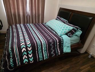 Full/Queen Bed Frame with Upholstered Headboard