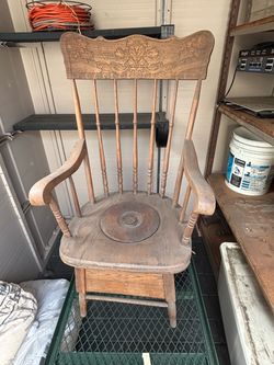 Antique Oak Press-Back Commode