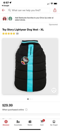 Disney Tails Toy Story Lightyear Dog Vest Size XL