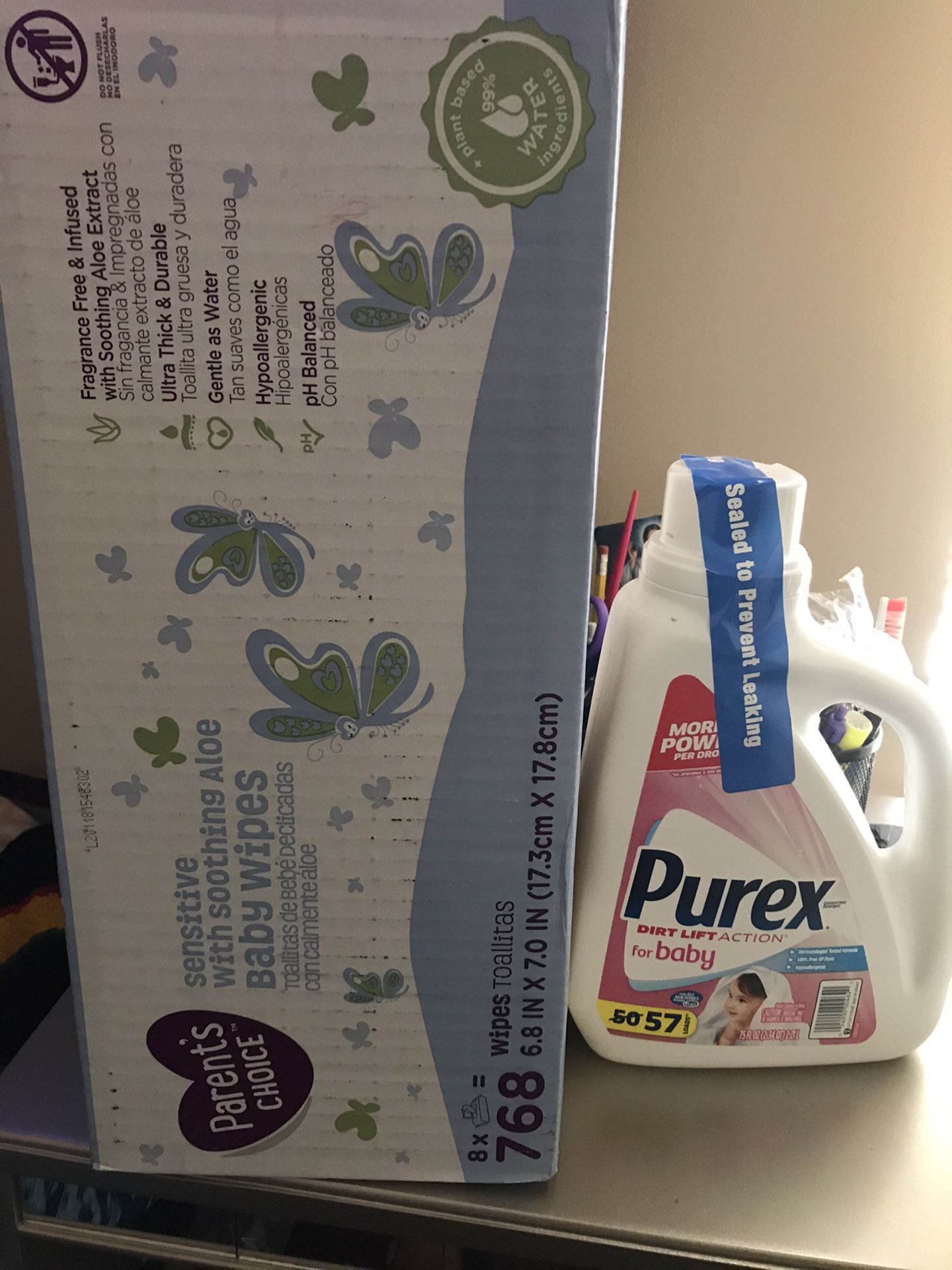 Case baby wipes and purex