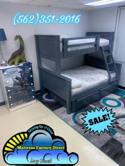 Twin full grey bunk bed with mattress Colchon cama nueva