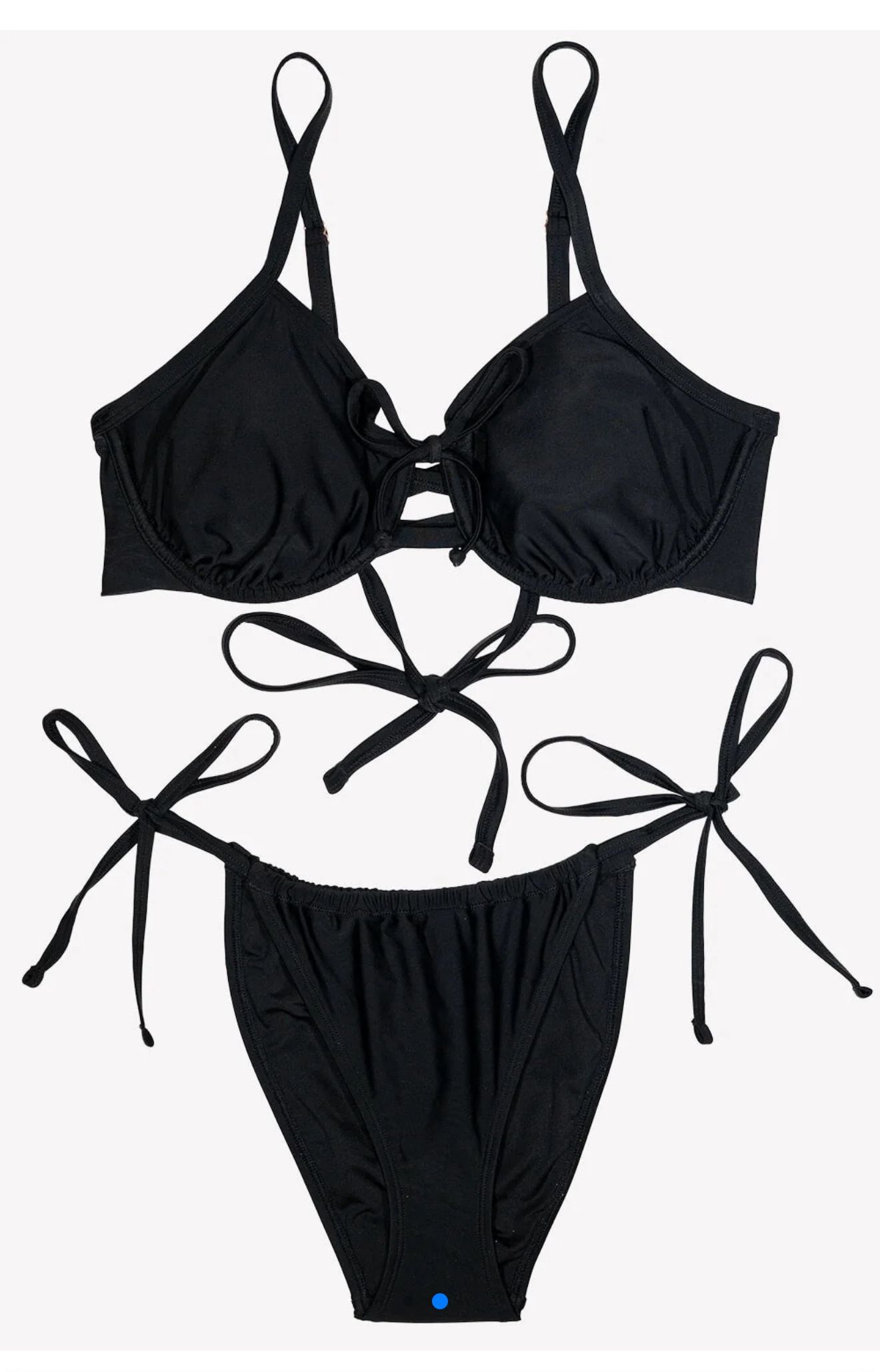 Big Bottom Girlies! Underwire Bikini Top And String Bikini Set | Black Hue