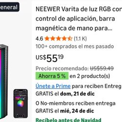 NEEWER RGB Light Wand with App Control, Magnetic Handheld Light Stick for Video Photography, 2500K~8500K Dimmable CRI95+ Full-Color LED Tube Light wit