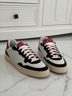 P448 Bali Leather Sneakers Men’s Size 13 (EU 47) White Black Red - New in Box