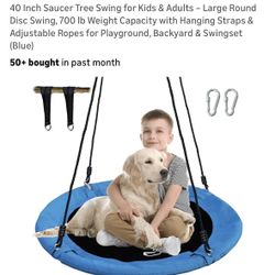 40 Inch Saucer Tree Swing for Kids & Adults – Large Round Disc Swing, 700 lb Weight Capacity with Hanging Straps & Adjustable Ropes for Playground, Ba