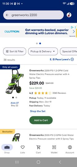 Greenworks 2200 PSI Pressure Washer