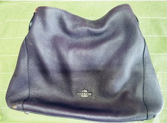 Coach Purple Pebbled-Leather Shoulder Bag 14x11x3