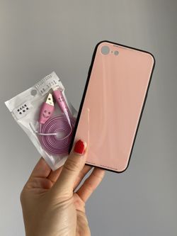 iPhone 8 case, charger, and screen protector