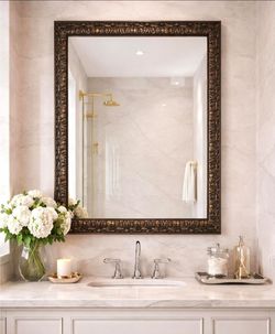 Head West Bronze Ornate Embossed Framed Rectangle Mirror 28" x 34