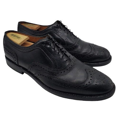 ALLEN EDMONDS Mens 'Barrington' Black Leather Wingtip Oxfords Size 12 D USA $350