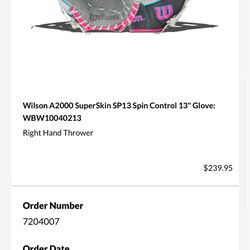 Wilson A2000 SuperSkin SP13 Spin Control 13" Glove