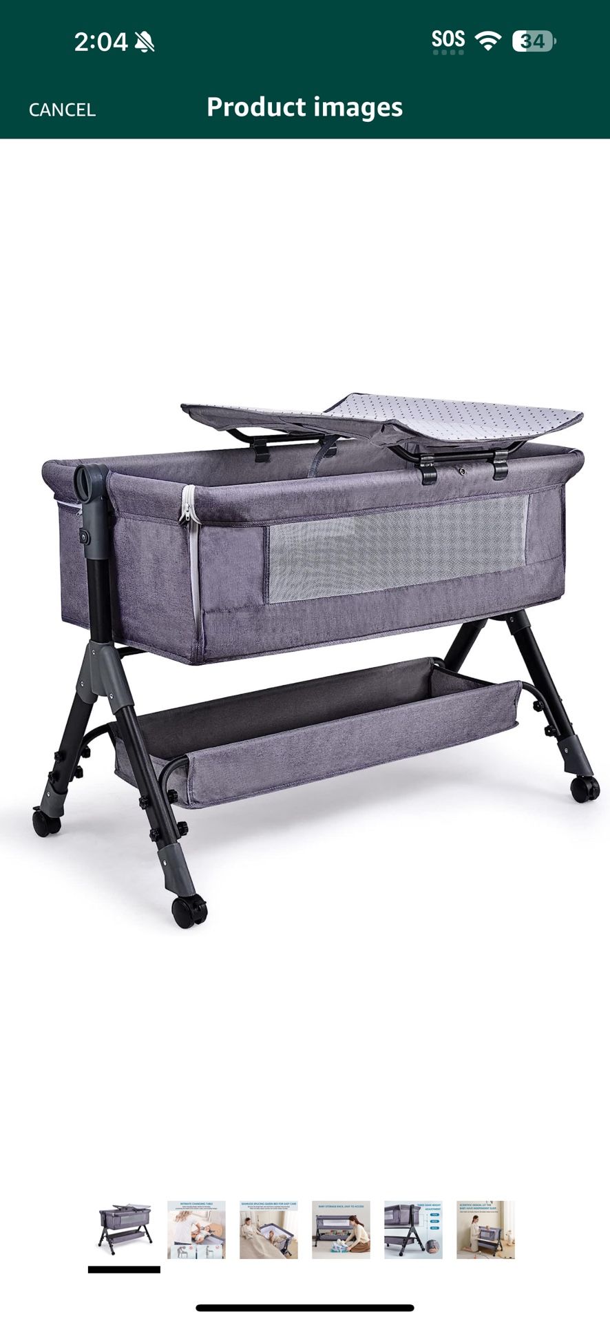 Bellababy Bedside Bassinet Grey