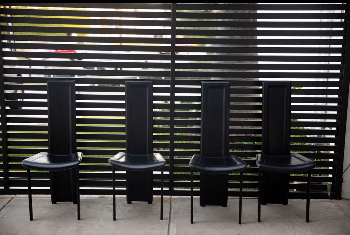 1980s CIRCA/ VINTAGE BLACK ITALIAN LEARNER CHAIRS