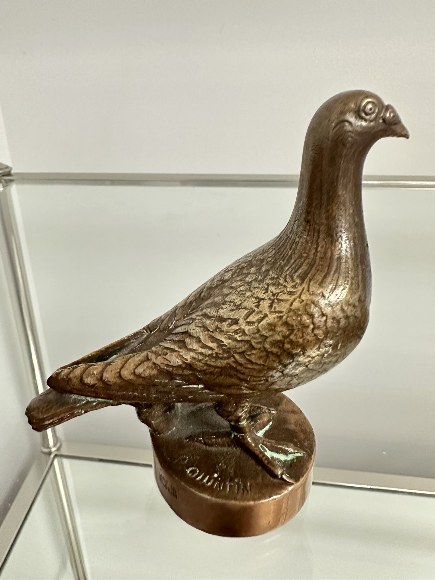 AUTHENTIC ANTIQUE HEAVY BRONZE "CARRIER PIGEON” CIRCA 1920-25 SIGNED & STAMPED - VERY RARE!