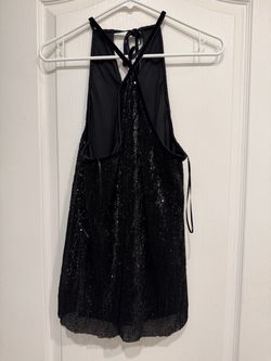 Black Sequin Halter Top
