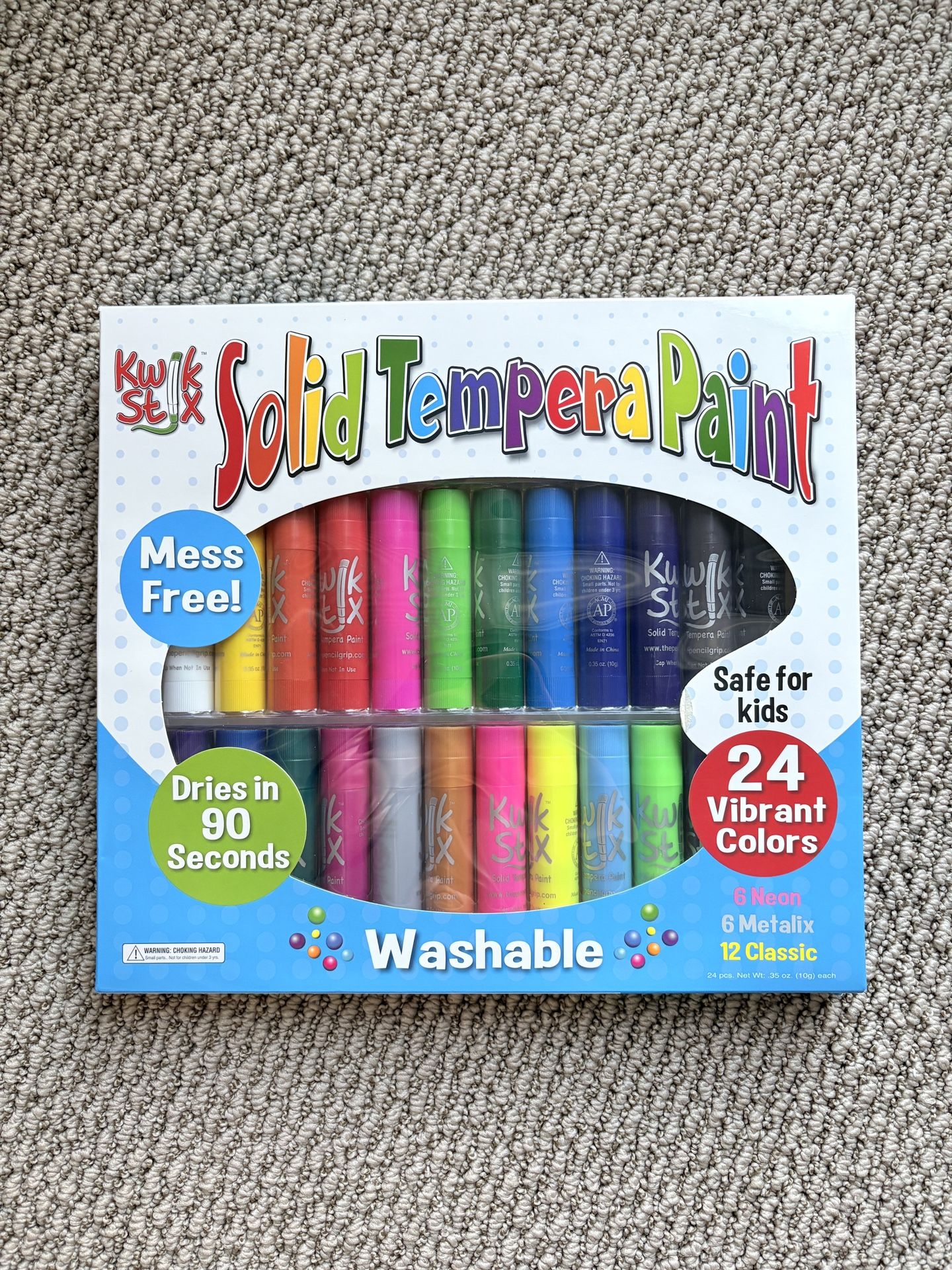 Kwik Stix Solid Tempera Paint Sticks, 24 Colors