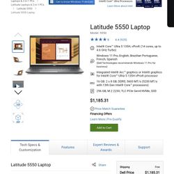 Dell Latitude 5550 laptop running Windows 11 Pro 15in