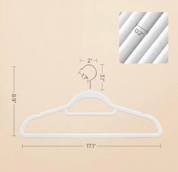SONGMICS Velvet Hangers Clothes Hanger w/ Rose Gold Swivel Hook Set of 50 - White