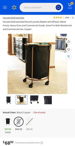 Household Essentials Round Laundry Basket with Wheels, Metal Frame, Heavy Duty and Commercial-Grade, Great For Both Residential and Commercial Use, Co