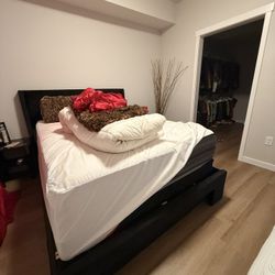 Queen Mattress, Bed Frame & Bed Side Tables 