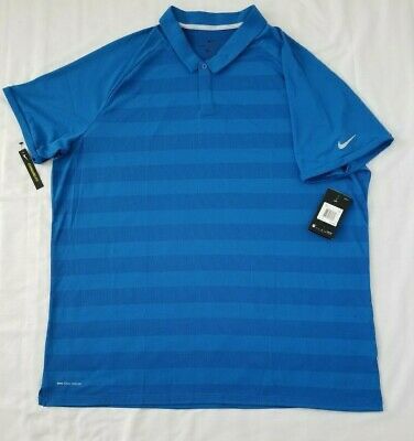 Mens Size Large Blue Stripe Nike Dri Fit Zonal Cooling Golf Polo Shirt AH8467-465