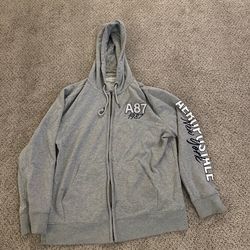 Aéropostale New York Hoodie Men's XL Heather Gray Full Zip Fleece Lined