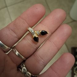 Gold Plated Sterling Silver Diamond And Sapphire Pendant