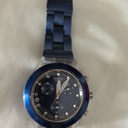 🕶️ Swatch Swiss Chronograph – Blue & Silver
💲 $45