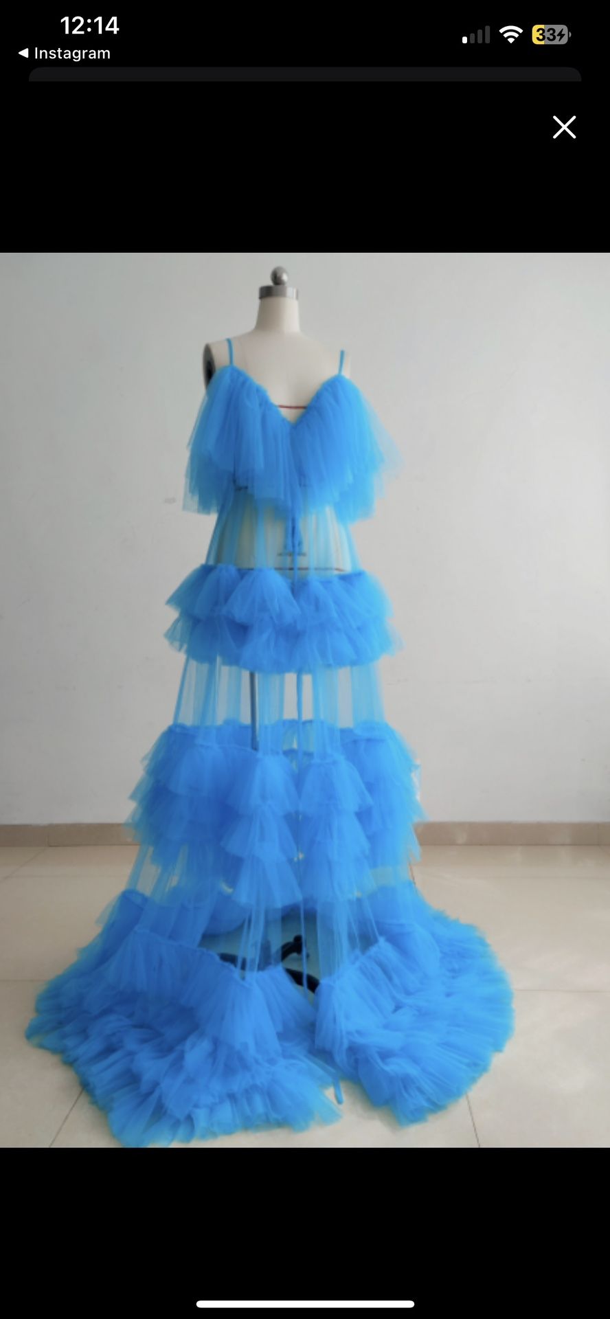 Blue Maternity Tulle Gown