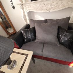 Gray, Black and Red Living Room Set
