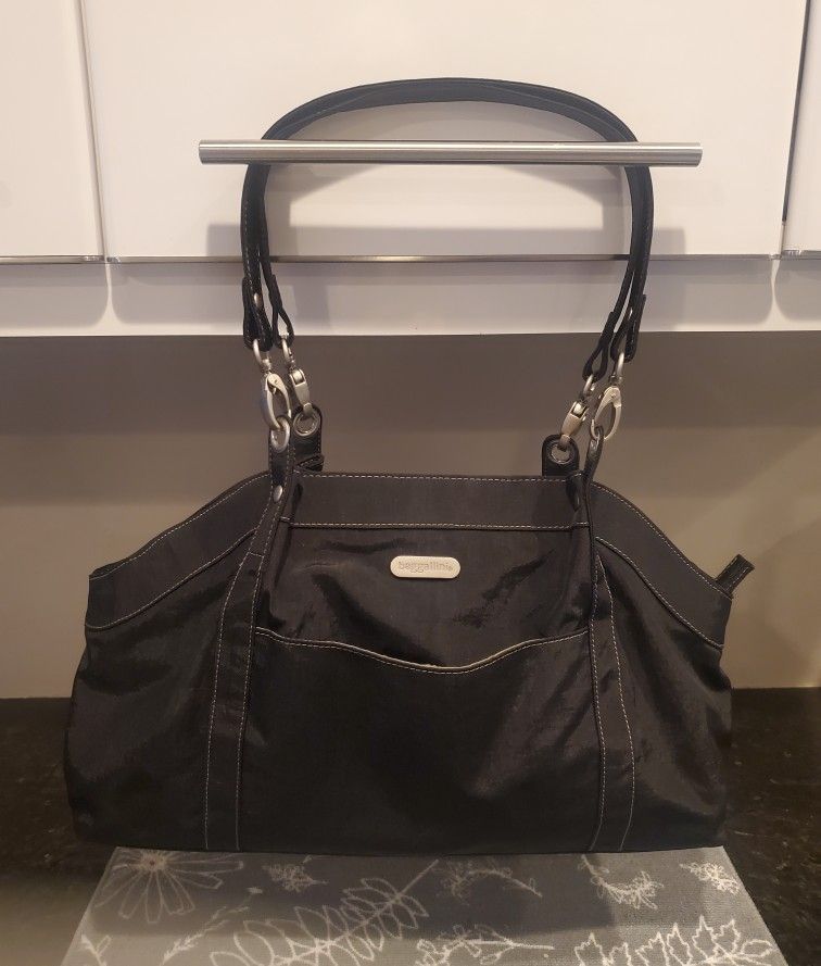Baggallini Baby Hampton Shoulder Satchel Purse Handbag Tote Travel Bag Black NEW