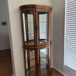 Vintage 2 section Curio wood cabinet 