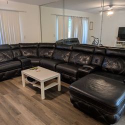 Large Reclining Leather "L" Shape Couch