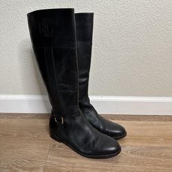 Ralph Lauren 100% Leather Black Bernadine Tall Women's Boots, Size 7.5