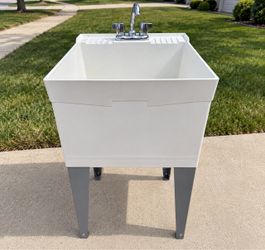 Freestanding Utility Laundry Sink with Faucet