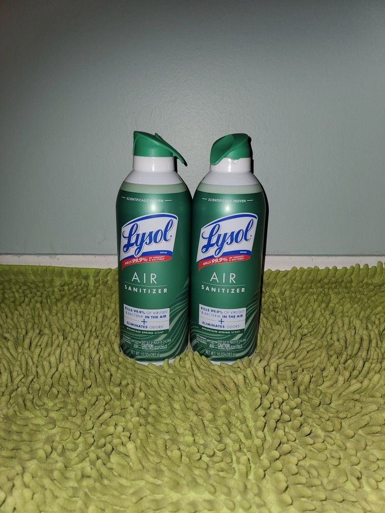 2 Lysol Air Sanitizer 10oz Mountain Spring Scent