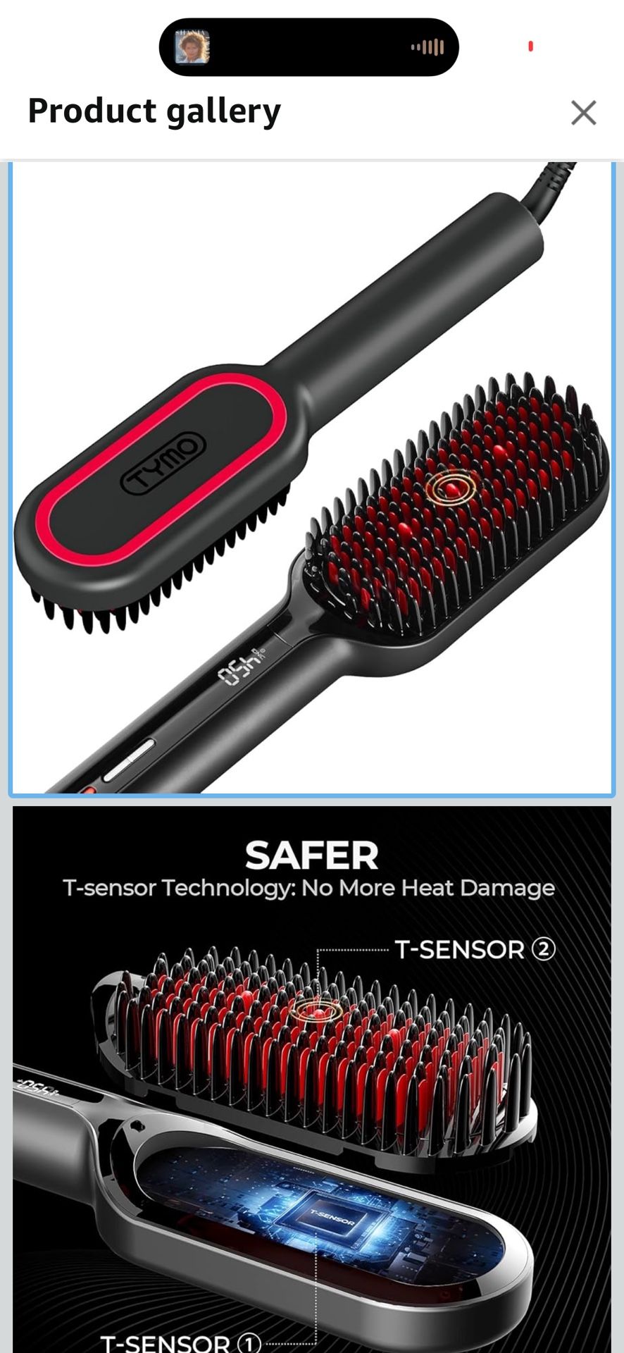 TYMO Hair Straightener Brush - Upgraded Ionic Plus Straightening Brush with Dense Bristles, 16 Temps, Dual Voltage | Ceramic Hot Comb for Women | Flat