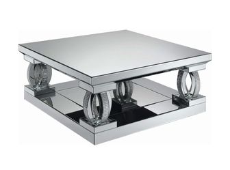 Coaster Home Furnishings Amalia Square Mirrored Cocktail Living Room Sofa Coffee Table