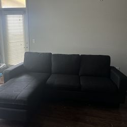 Cozy Sectional Black Couch with Ottoman