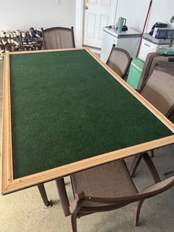 Metal Outdoor table with chairs and felt “Poker top”