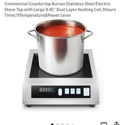 Portable Induction Cooktop,Professional Hot Plate,1800W Commercial Countertop Burner,Stainless Steel Electric Stove Top with Large 9.45'' Dual Layer H