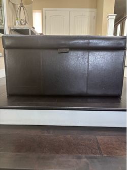 Leather storage ottoman
