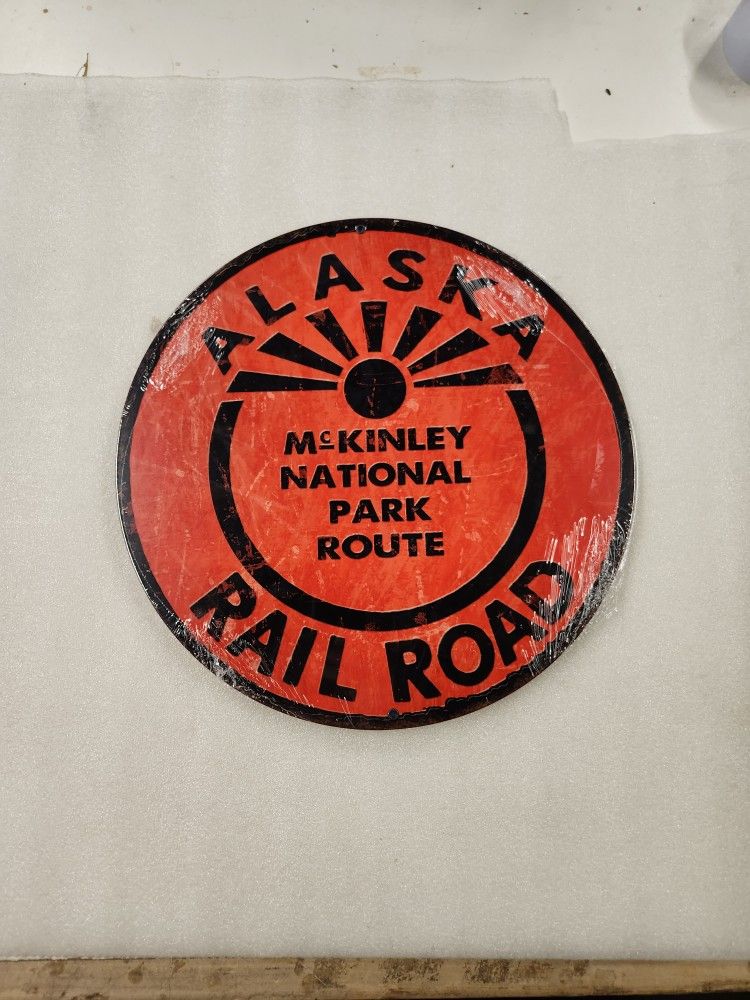 Alaskan Railroad Railway Train McKinley National Park Steel Metal Sign