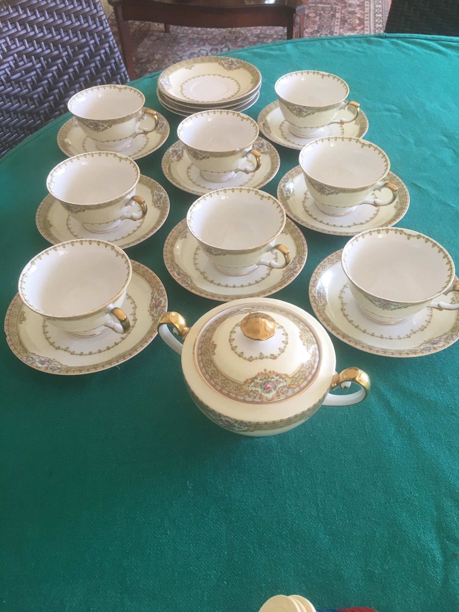 Tea Cup Set Of 8 With Sugar Cane 