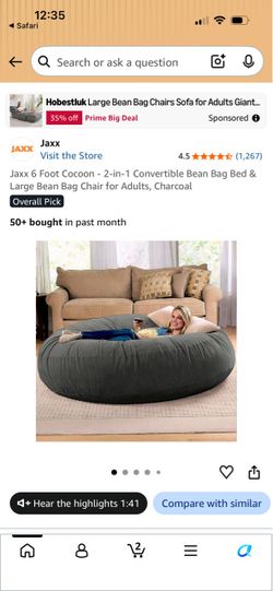 Jaxx 6 Foot Bean Bag Chair