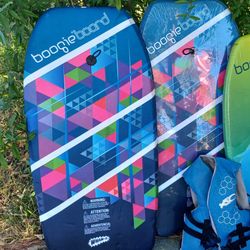 2 Boogie Boards & 1 Child Life Vest