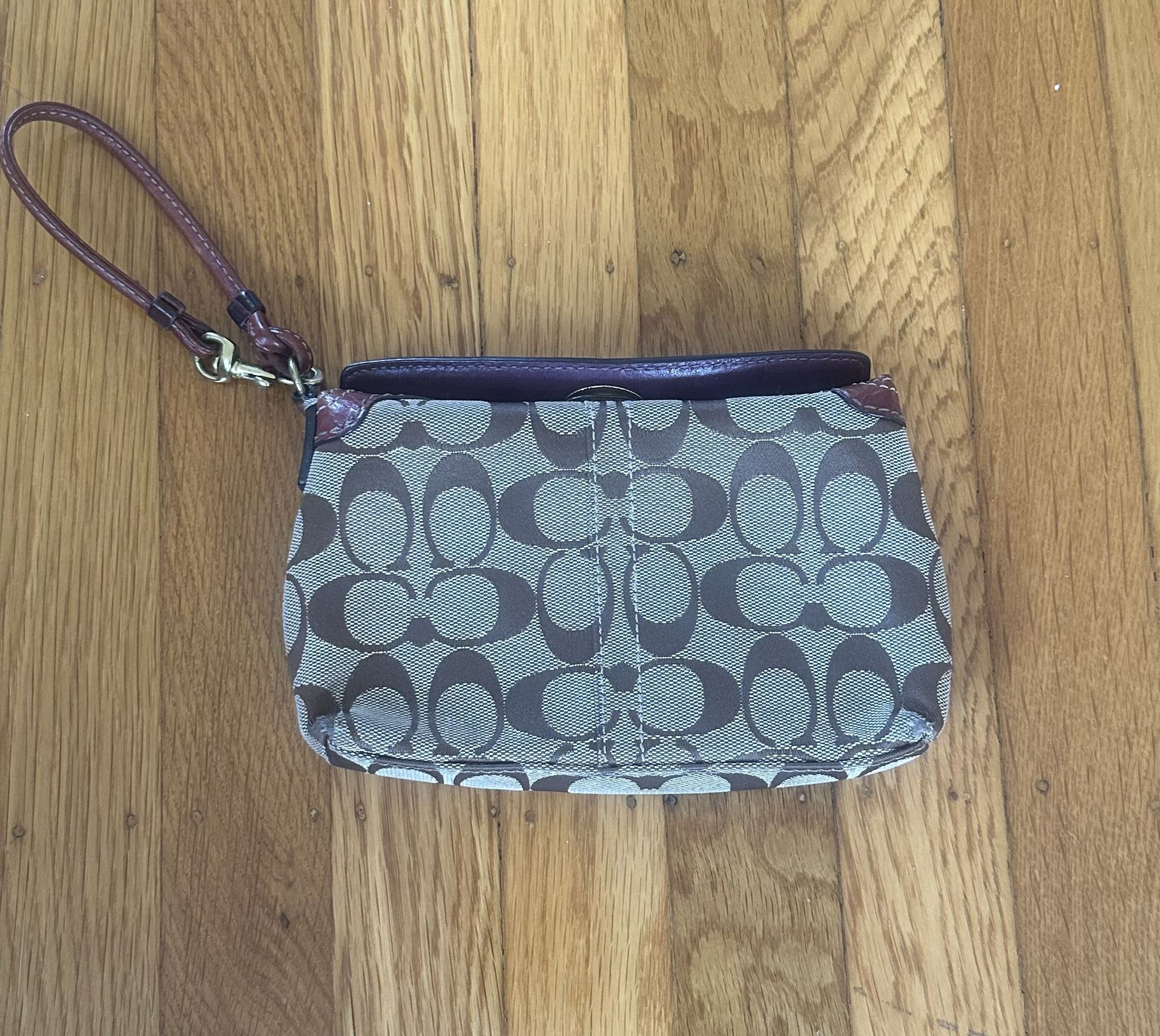 Coach canvas and leather logo bag/wristlet