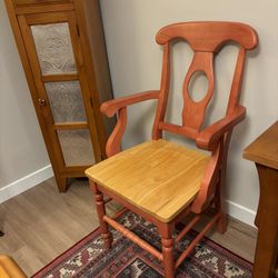 Two Custom Wood-Stained Dining Or Office Chairs