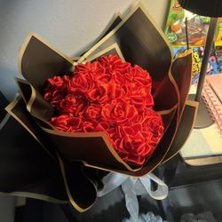 Bouquet Roses Of Ribbon